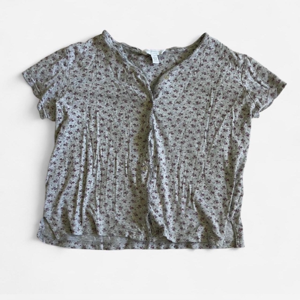 Charter Club Gray and Purple Floral Top